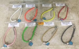 PP-1 Lot of 8 Braided Leather Charm Bracelets with Paw Print - Assorted Colors