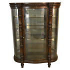 Antique China Cabinet, Carved Oak Curved Glass China Closet – Very Fancy #21381