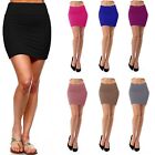 Women's Pencil Mini Skirt Stretch Mid Waist Basic Bodycon Rayon Casual S ~ XL