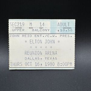 OCT 16, 1980 ELTON JOHN @ REUNION ARENA DALLAS TEXAS VINTAGE CONCERT FULL TICKET