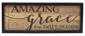 Amazing Grace Hymn Farmhouse Sign Rustic Shelf Sitter Home Decor Wall Art Print