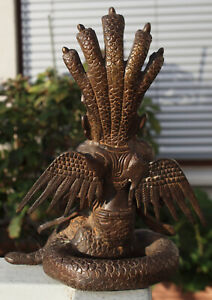 Indian Bronze Sculpture. Naga Snakes Goddess with Shell Height 21.5 cm.