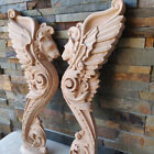 Pair Wood Carved Griffin Fireplace Mantel Gothic French Bird Corbel Wall Mount
