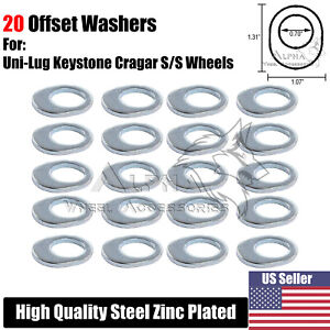 20Pc Offset Wheel Washers For Uni-Lug Keysotne Cragar S/S Wheels