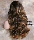 Brown Mix 3/4 Fall Hairpiece Layered Extra Long Wavy curly Half Wig Hair piece