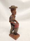 New Listing HAND CARVED WOOD MAN WITH HAT PLAYING DRUM