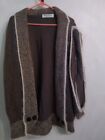 Merino Wool Brown and Cream Puff-Sleeve Gerard Mosey Irish Sweater - Large