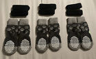 EXPAWLORER Double Side Anti-Slip Dog Socks,  Adjustable Straps, 3 Pairs XS Gray