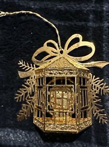 1988 DANBURY MINT GOLD PLATED Miniature  Bird Cage ORNAMENT!!