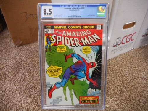 Amazing Spiderman 128 cgc 8.5 Marvel 1974 Vulture ow/w pgs VF+ movie TV comic