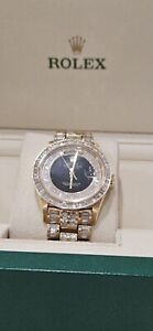Mens 36MM Rolex President 18238 18k Yellow Gold Day-Date 20 Ct Diamond baguettes
