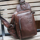 Men's Genuine Leather 100% Sling Backpack Shoulder Bag Chest bag Crossbody Bag T
