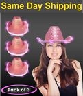 LED Flashing Cowboy Hat With Sequins Pack of 3 by Party Glowz