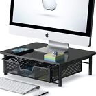 Computer/laptop Metal Stand Riser Desk Organizer with Drawer Black Modern Design