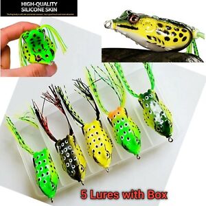 Fishing Lures 5 PCS Frog Soft Water Top Crankbait Bass Trout Fresh Saltwater 21
