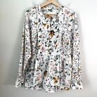 Anthropologie Womens Large White Floral Ginevra Babydoll Peasant Blouse Shirt