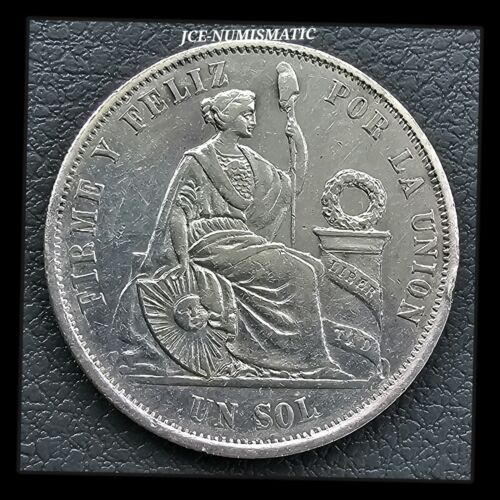 1865 (YB) Peru 1 Sol Seated Liberty Seated Liberty Coin, Silver 0.9, BEAUTIFUL!!