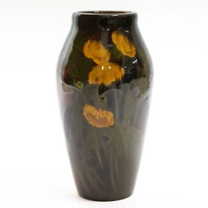 New ListingAntique 1902 Rookwood Art Pottery Yellow Flowers Brown Ombré Signed 8