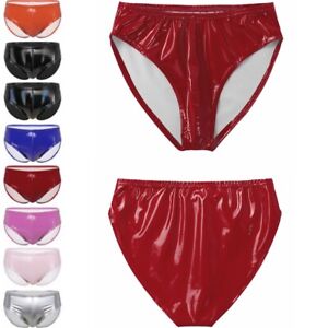 Sexy Mens Shiny Briefs Hot Panties Underwear Wet Look Patent Leather Clubwear