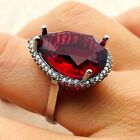 Womens Handmade Simulated Red Ruby Stone, 925 Sterling Silver, Fashion Ring