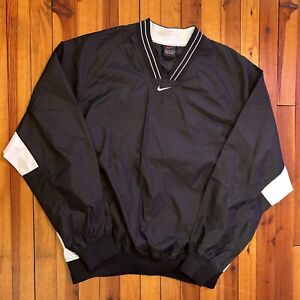 Vintage 90s Nike Center Swoosh Windbreaker Jacket Pullover Black Size Medium