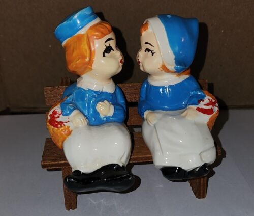 Kissing Dutch Boy And Girl Kissing On A Bench Salt And Pepper Shakers