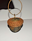 New ListingAntique NE Penobscot Ash Sweetgrass Acorn Yarn Thread Basket Native American