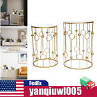 Gold Modern Nesting Side Table Metal Frame End Coffee Table Living Room Set of 2