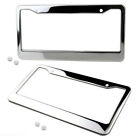 2 X Chrome Stainless Steel License Plate Frame Tag Cover + Screw Cap Accessories (For: Toyota Corolla)