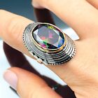 Mystic Topaz Oval Stone Silver Ring Womens Handmade Silver Ladies Authentic Ring