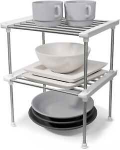 New ListingCarrotez Cabinet Organizer Shelf, Set of 2 Stackable Kitchen Counter Shelves,...