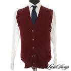 #1 MENS Jaeger Made in Scotland 100% Cashmere Maroon Vest Cardigan Sweater 40