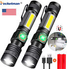 1/2X 80000LM USB Rechargeable LED Flashlight Magnetic Torch with Cob Sidelight