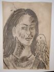 New ListingFrida Kahlo Painting Drawing on Old Paper Signed Stamped