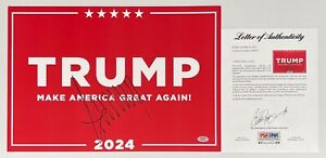Donald Trump Signed 2024 Make America Great Again MAGA Campaign Sign Poster PSA