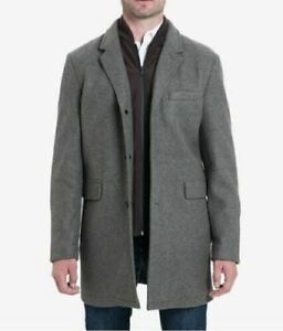 Michael Kors Men's Ghent Slim-Fit Topcoat Coat 44L Solid Mid Grey Wool Overcoat