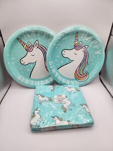 New Spritz Birthday Unicorn 20 x Party Dinner Plates and 20 2-Ply Lunch Napkins