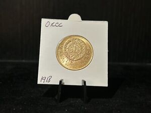 1918 Mexico Gold Viente Pesos! 0.4823 OZ AGW! Gorgeous Coin! 90% Gold Coin!