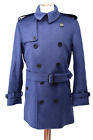 NWT Burberry Blue Trench Coat men 36 Cashmere  / Wool
