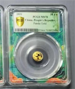 PCGS MS70 China 2021 1g Gold Panda Coin