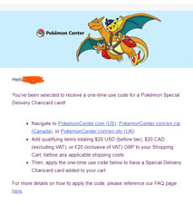 *US CODE ONLY* Special Delivery Charizard Pokemon Center Promo Code