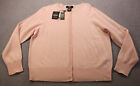 Lord & Taylor Womens Pink 100% 2-Ply Cashmere Cardigan Sweater  NWT 0X Plus $188