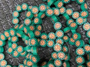 NEW 100 pieces Polymer Clay 13 mm Beads Disc Sun Flowers