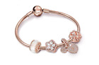 Pandora Rose Heart & Flower Charm Bracelet with Box 19cm 7.5in