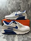 Nike Air Max 90 Leather Shoes White Game Royal Blue FN6843-100 Men's Size 10.5