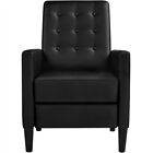 Faux Leather Recliner Sofa Modern Adjustable Back & Footrest Living Room Black
