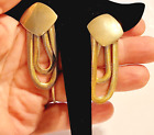 Vintage Dangle Mesh Pierced Earrings, 2.25” Long Modernist Statement Jewelry