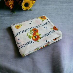 Vintage Bed Double/Full Flat Sheet Colorful Flower Print Retro 80