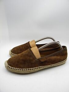 Gucci Brown Nut Suede Guccissima GG Espadrille Flats 37 Spain Authentic