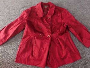 Apt 9 Womens Jacket 16 red trench coat button down collar